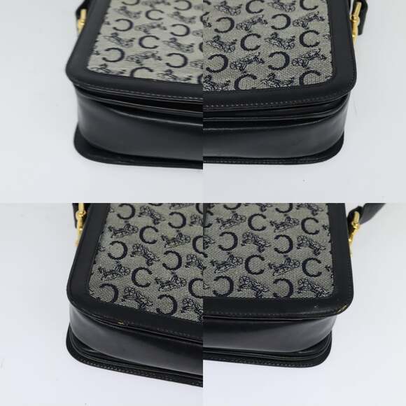 CELINE C Sulky Shoulder Bag Canvas Navy Gold - Picture 10 of 13